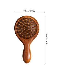 1pc Sandalwood Air Cushion Massage Hair Brush, Minimalist Natural Wood Color, Compact & Portable, Soft Air Cushion Design, Suitable For Women, Travel & Gift - Brown - View 9
