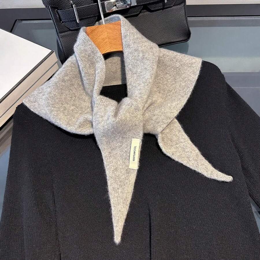 Bufanda de lana de invierno para mujeres, bufandas largas y cálidas de cachemira, hiyab, chal sólido para damas, envoltura femenina, bandana, bufandas nuevas - Gris - Ver 1
