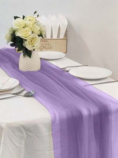 1 Pc Of Purple Tulle Tulle Curtains, DIY Country Wedding Accessories, Hanging Transparent Curtains, Birthday Celebration Party Decoration, Various Sizes Of Soft Gauze Curtains, Wedding Party Supplies, Home Decoration, Easy To Hang, Multi-Function, Indoor And Outdoor Courtyard Cloth