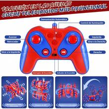 Coche Spider de Control Remoto, Doble Cara Giratoria de 360 °   4WD Todoterreno RC Spider Buggy con Luces Frías, Recargable USB, umpleaños Navidad Regalo para Niños,Juguetes para Niños de 3-6 Años - Rosa - Ver 3