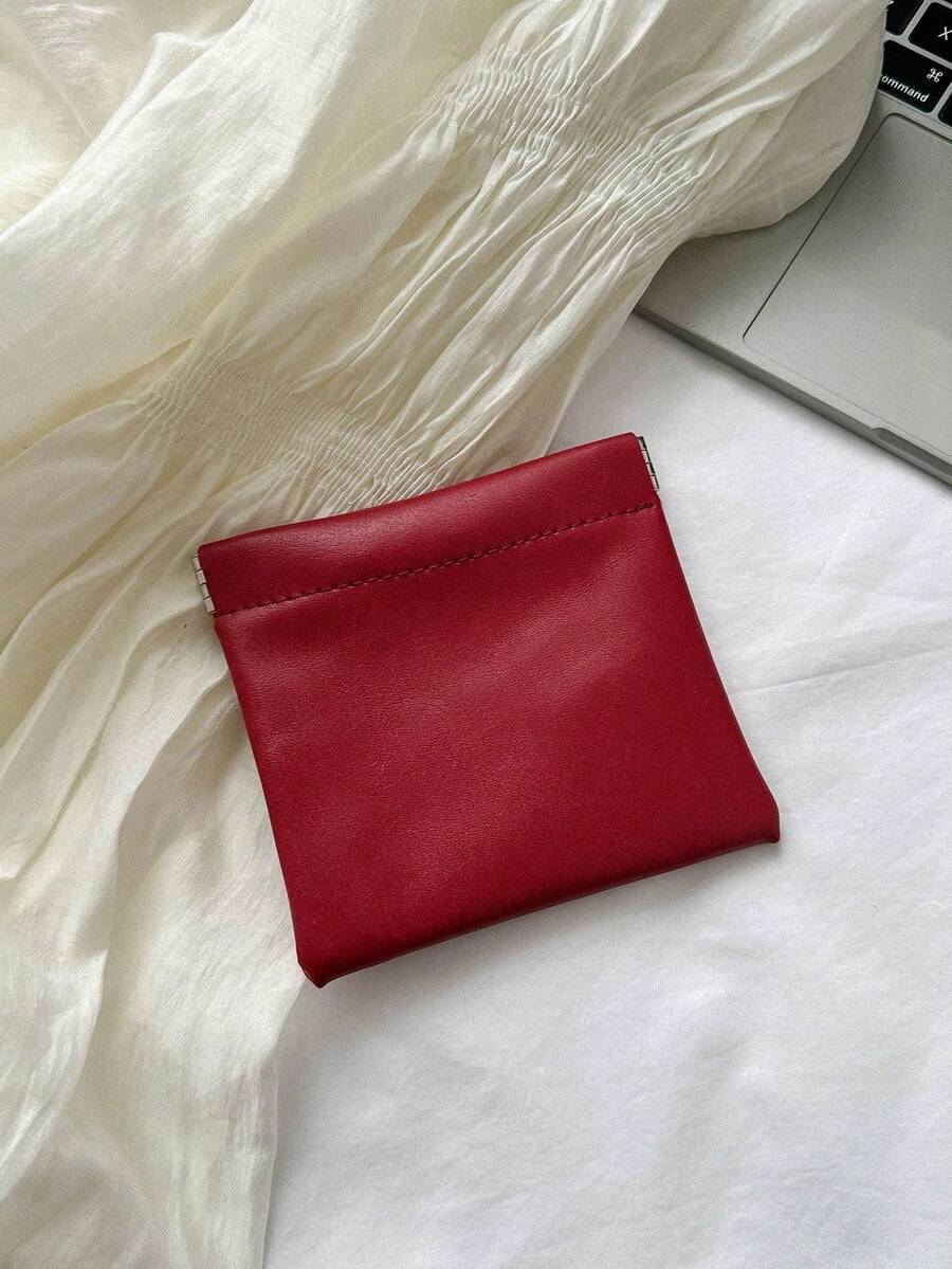 Auto-Close Mini Pouch Bag For Earphones Cables Chargers Power Banks Keys For Women Wallet Mini Wallet Purse Wallet Small Wallet Coin Wallet Cute Wallet Wallet Vintage Card Wallet Gifts For Women Funny Gifts Teacher Gifts - Red - View 1