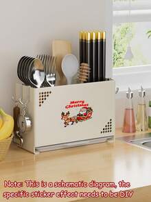 1 件餐具架，带独立隔间，可放置叉子、刀子和筷子。现代厨房收纳架，理想礼物，厨房餐具架，台面收纳架，餐具储物盒，节日装饰，乡村风格圣诞装饰，以及礼品