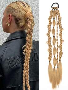 20-Inch (1 Piece) Hand-Woven Bubble Ponytail With Elastic Band, Suitable For Everyday Wear By Women. - Multicolor - View 9