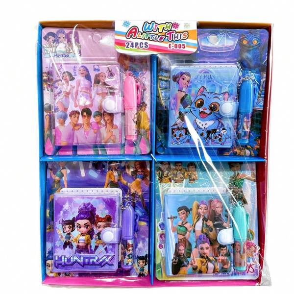 1 Set (2 Pezzi) Set di cancelleria K-Pop Magic Girl #005 - Mini quaderni tascabili con penne abbinate, design carini e di alta estetica, carta adatta per studenti delle scuole primarie, ideale come regalo per i compiti/in classe/per il ritorno a scuola (Stile stocastico)