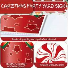 2件套 2D 平面节日圣诞糖果户外庭院装饰牌，带木桩 - 鲜艳的红白螺旋图案，绿色丝带点缀，适用于草坪、小径和节日派对装饰，糖果乐园圣诞装饰