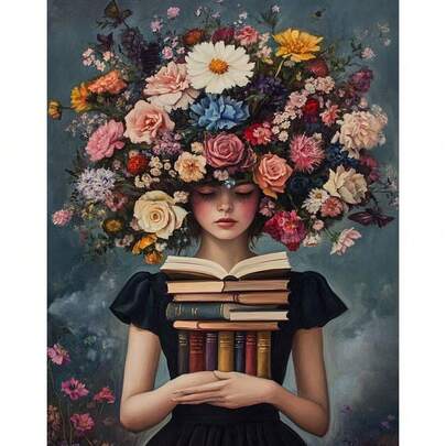 1pc DIY Digital Oil Painting Kit, Floral Pattern, Feminine Theme, Acrylic Paint On Canvas, 40x50cm/16x20in, Frameless. Suitable For Home Decor And Gift Giving.