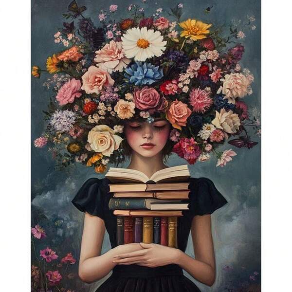 1pc DIY Digital Oil Painting Kit, Floral Pattern, Feminine Theme, Acrylic Paint On Canvas, 40x50cm/16x20in, Frameless. Suitable For Home Decor And Gift Giving.