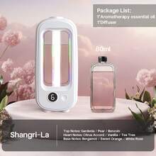 Hotel Grade Essential Oil Diffuser, Long-Lasting Indoor Mist, Aromatherapy Diffuser, Office Air Freshener, Quiet Aroma Diffuser, Home Automatic Fragrance Mist - Rechargeable/Desktop/Wall-Mountable/6 Adjustable Modes/Mood Light/6 Aroma Oils: Lavender, True Self, Gardenia, White Peach Oolong, Serenity, Shangri-La - White - View 10