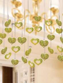 1set Valentine'S Day Red Heart Wreaths - Plastic Hanging Hearts With Ribbons - No Power Required - Suitable For Valentine'S Day, Weddings, Birthdays, Parties, And Couple Events