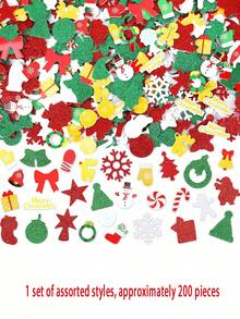 200pcs- Christmas Foam Stickers - Glitter Self-Adhesive Stickers For Crafts, Greeting Cards, Home Decor, And Party Decorations (Christmas Style) - Multicolor - View 11