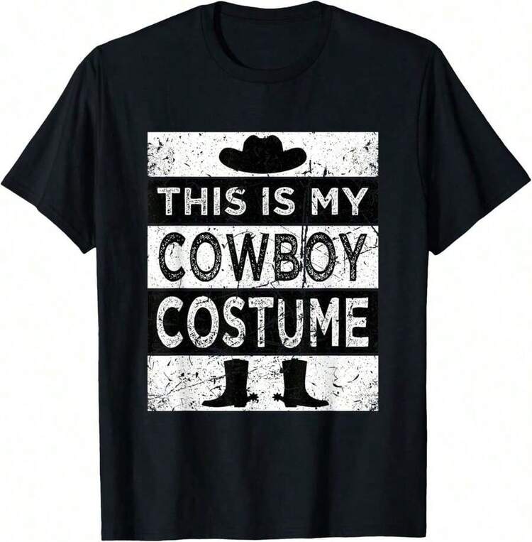 Disfraz de vaquero, disfraz de country western, camiseta para hombres - Negro - Añade 1