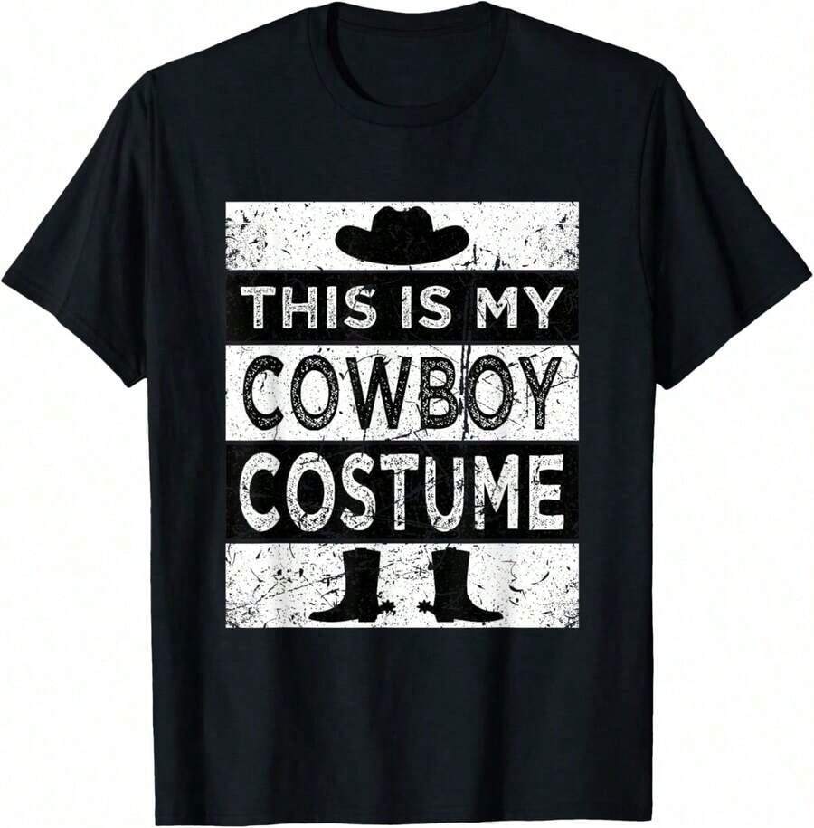 Disfraz de vaquero, disfraz de country western, camiseta para hombres - Negro - Ver 1