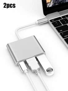 Adaptador USB-C a | Convertidor Tipo-C a Divisor | Hub de expansión multifuncional de 3 en 1 adecuado para portátiles, computadoras de escritorio y tabletas con Tipo-C - Multicolor - Ver 13