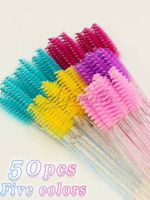50 piezas Varitas desechables mini para máscara, set de aplicadores de maquillaje, cepillo negro para alargar pestañas, herramientas de maquillaje ligeras y multicolor precisas, cepillo rizado para máscara, aplicador duradero y cómodo para extensión de pestañas - Multicolor - Ver 6