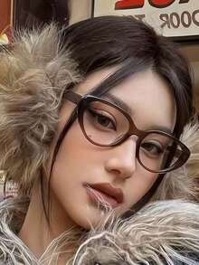 1 Pair Of Light Cool Brown Glasses For Women – Boasting An Oval Frame With A Mild Retro Flair - Màu trà lạnh - Xem 9