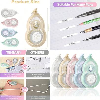 Temiary 5 Pcs White Correction Tapes Aesthetic Tape For Instant Corrections Students Teachers Supplies Easy To Use Morandi