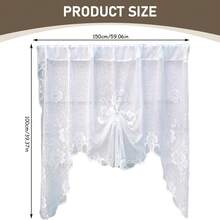 White Semi-Sheer Floral Lace Curtain Swag For Kitchen Half Window Bathroom Decoration Rod Pocket,59 X 39 Inch - 白色 - 查看 4