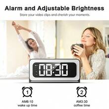 Cámara reloj inteligente, cámaras de inalámbricas WiFi de 5G y 2.4G para interiores, cámaras 2K para del hogar con comunicación bidireccional, visión nocturna a color, PTZ de 360°, detección de movimiento humano - Negro - Ver 7