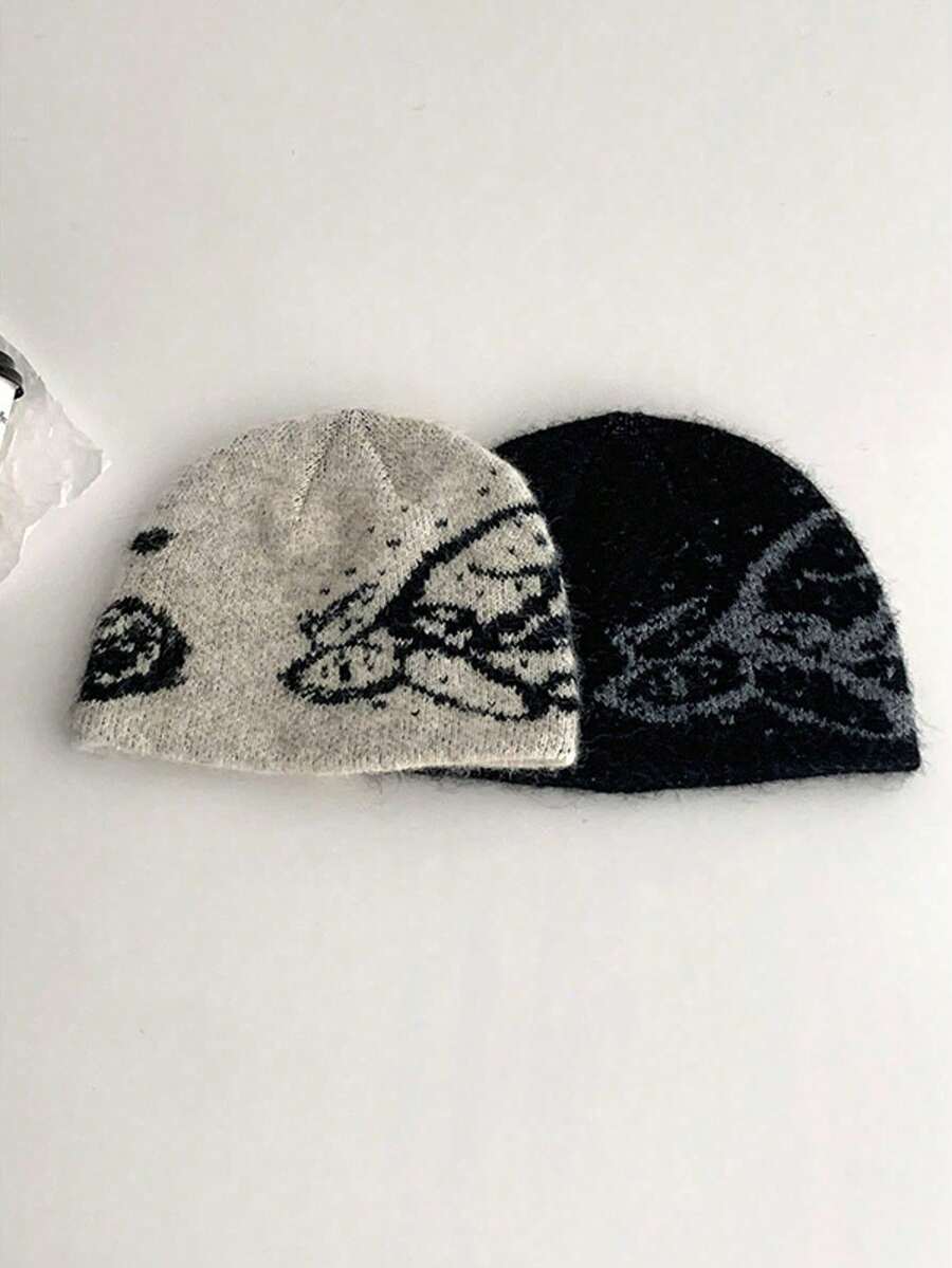 Autumn/Winter Street Style Jacquard Knit Beanie, Versatile Brushed Warm Knitted Cap, Suitable For Women, Fits Small To Large Head Circumference - Multicolor - View 1