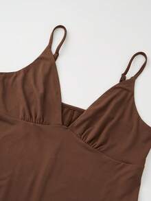 Bodysuit Gestante Parara, Design de Alça Fina Elegante, Versátil para Sobreposição, Uso Casual Diário, Adequado para Halloween, Natal, Verão - Castanho - Visão 7