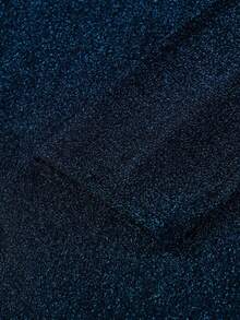 Elegant Formal Party Sequin Dress, Off-Shoulder, Cinched Waist, Slit, Green Midi Dress - Navy Blue - View 7