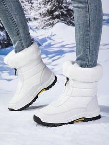 Women's Snow Boots, Warm Thick Mid-Calf Boots, New Winter Outdoor Plus Size Women Boots, Cold-Resistant & Warm,Fur Boots - White - View 5