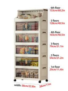 1个可折叠塑料双门储物柜，便携式衣柜，家居收纳整理柜，适用于客厅、厨房、浴室、卧室、玩具收纳、零食柜，圣诞节和万圣节礼物 - 透明 - 查看 10