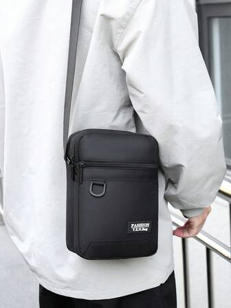 Large Capacity Fashion Men's One Shoulder Diagonal Messenger Bag, Multi-Functional Adjustable Strap Zipper Closure, Multi-Compartment Practical Storage Men's Bag Pouch