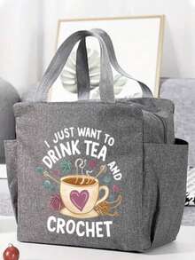 Bolsa de almacenamiento tejida de gran capacidad - Con diseño de cremallera, bolsa de artesanía de poliéster lavable a máquina, adecuada para tejer, ganchillo, tejer - Regalo perfecto para entusiastas del tejido (Rojo), Bolso de tela estampado, Bolsa de almuerzo con cierre de cremallera , Bolsa de almuerzo para mujeres, Lonchera para la escuela para viajar, Bolsa portátil impermeable, Bolsa de almuerzo aislada, Lonchera - Multicolor - Ver 5