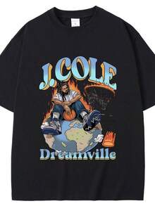 Best Famous Rapper J. Cole The Fader Dreamville Graphics Tshirt Men Men's Hip Hop Vintage Tees Male Fashion Oversized T-Shirt Size S-5xl - màu đen - Xem 1