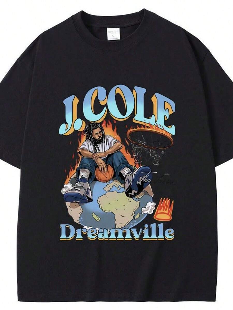 Best Famous Rapper J. Cole The Fader Dreamville Graphics Tshirt Men Men's Hip Hop Vintage Tees Male Fashion Oversized T-Shirt Size S-5xl - màu đen - Xem 1