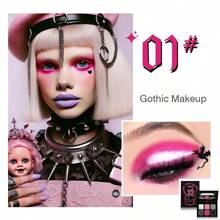 Black Pink Eyeshadow Palette Matte Glitter White Grey Silver Goth Makeup Palette Pigmented Long Wear Radiant Hot Pink Gothic Smoky Eye Shadow Pallet For Halloween Vampire Witch Lolita Y2K Cosplay - #01 Rose Curse - View 3