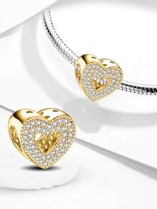 1 Stück modischer, funkelnder herzförmiger Perlenanhänger, geeignet für Frauen Armbänder, Armreifen DIY Schmuckherstellung und tägliche Accessoires, geeignet zum Tragen für Mädchen - Perlen - Übersicht 5