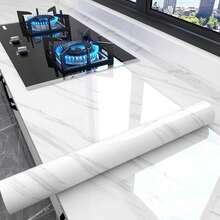 Marmor-Effekt Vinyl Folie - Abziehbare und klebbare Arbeitsplatten-Abdeckung für Küche, Tisch, Schränke (Weißer Granit) - Weiss - Übersicht 10