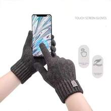 New Warm Gloves Winter Touch Screen Plus Fleece Gloves Cold Warm Wool Knitted Gloves Outdoor Cycling Windproof Skiing Snow Mittens - Multicolor - View 4