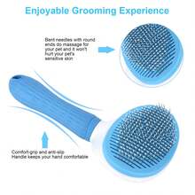 Pet Hair Remover Comb, One Click Hair Removal, Automatic Shedding Beauty Brush For Dogs, Cats - Blue - View 3