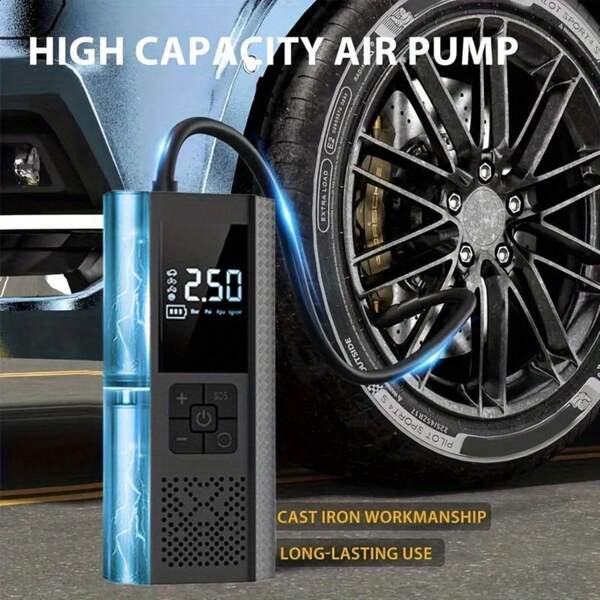 Máy bơm lốp di động 7.4V 1500mAh - Máy nén khí ô tô với đồng hồ đo áp suất kỹ thuật số, đèn LED và chức năng tự động tắt - Thích hợp cho ô tô, xe máy, xe đạp, bóng, v.v. - Quà Giáng sinh/Phụ kiện ô tô