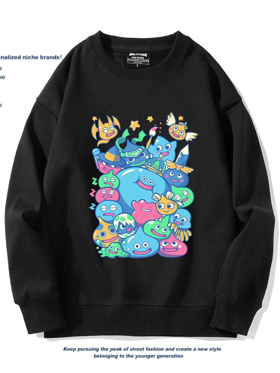 2025 New Women's Hoodie, White, Oversized, Heavyweight, American Style, Lightweight, Loose Fit, Perfect For Spring And Autumn, Student Style, Popular, Casual Fashion, Essential For Everyday Outfits - màu đen - Xem 1
