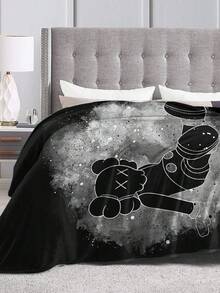 Kawss Kawaii Kaw Blanket Premium Anime Throw Blanket - Ultra Soft Flannel, Cartoon Print, Ideal Gift For Fans For Christmas & Birthday, For Sofa, Bed, Camping & Travel - 黑色 - 查看 6