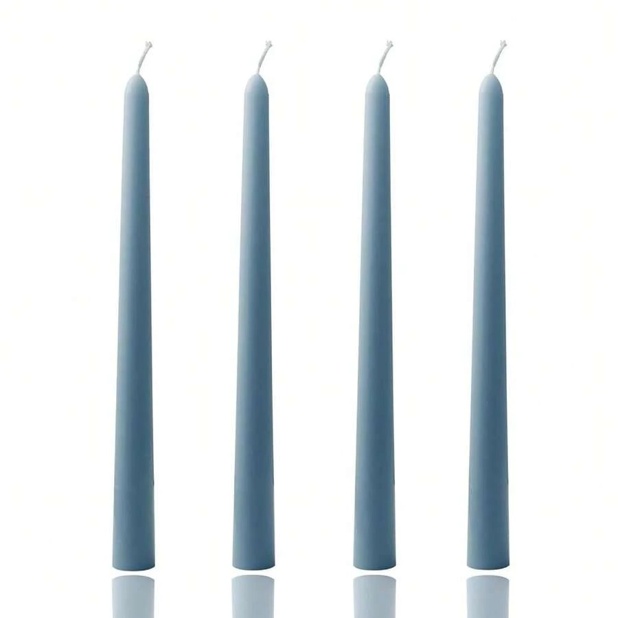 10 Inch Grayish Blue Taper Candles-Set Of 4 Tapered Candle, Tall Candlesticks,Conical Stick Candles,Less,Home Dinner, Party, Wedding, Halloween, Christmas (Blue, 10inch){Inchcolor_nameinch:InchBlueinch,Inchsize_nameinch:Inch10inchinch} - 藍色 - 查看 1