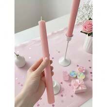 10inch Candle Sticks, Ribbed Taper Candles, Blush Pink, 4-Pack, Unscented{Inchsize_nameinch:InchRibbedinch,Inchcolor_nameinch:InchBlushPinkinch} - BlushPink - View 5