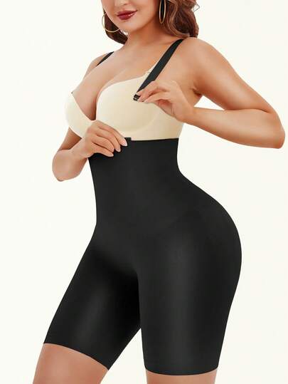 Shorts modeladores femininos sem costura de cintura alta, com alças ajustáveis e removíveis, tecido macio, confortável e sedoso, ideais para uso diário.