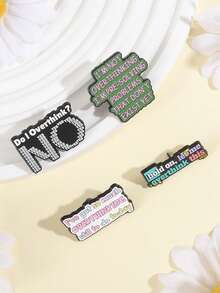 QIHOO 4 piezas Broche de esmalte con citas creativas "No pensar demasiado" para ropa, mochila, accesorios y joyas, regalo para amigos