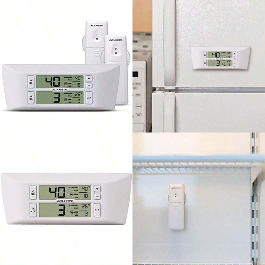 - Termómetro digital inalámbrico para nevera y congelador, color blanco mate, para el hogar y restaurantes con alarma y registros de y baja temperatura (00523M)(Estándar) - Tipo 1 - Ver 1