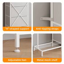 Tomnk Kids Dresser With Clothes Rack, 4 Fabric Drawers & Wooden Top | Children's Storage Organizer For Bedroom, Closet, Nursery Furniture With Grid Panel, Dresser For Bedroom - White - View 6