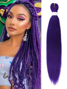 紫色编织假发接发 1 包 24 英寸预拉伸编织假发，女士紫色接发，适用于辫子、角色扮演、万圣节服装 - 彩色 - 查看 10