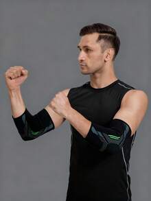 1pair-Compression Elbow Sleeves, High Elasticity Knitted Elbow Brace, Breathable And Comfortable-Suitable For Daily Work And Life, Fitness, Running, Tennis, Badminton- For Men & Women Gym Accessories - Black - View 7