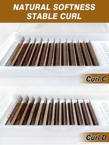 CoMango 12 Rows C/D Curl Deep Brown Eyelash Extensions 0.07mm Mixed 8-15mm Mink Lashes, High Quality Natural Color Korean Style Eyelashes - Brown - View 3