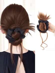 合成假发爪夹式发片直发发髻马尾接发，适合女性日常佩戴和聚会场合