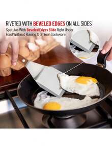 Large Stainless Steel Spatula With Angled Edge And Hardwood Handle - Metal Flipper Ideal For Cast Iron Skillets, Baking Sheets | Perfect Grilling And Home Kitchen Tool, Thanksgiving, Christmas Gift - Multicolor - View 9